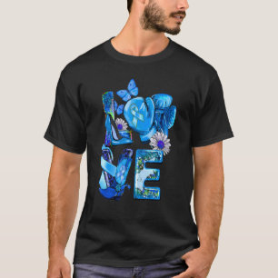 T-shirt Sensibilisation au diabète bleu Ruban LOVE Gants e