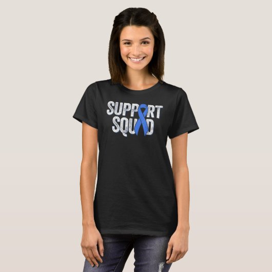 T-shirt Sensibilisation au diabète Blue Ribbon Support Squ (Devant entier)
