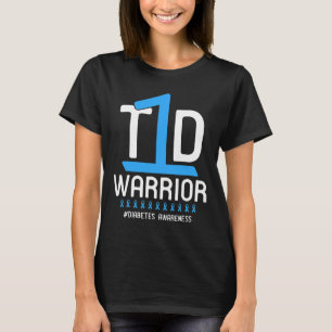 T-shirt Sensibilisation au diabète Ruban bleu T1D Guerrier