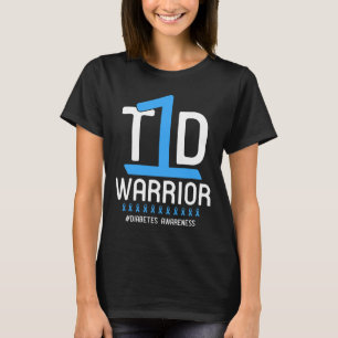 T-shirt Sensibilisation au diabète Ruban bleu T1D Guerrier