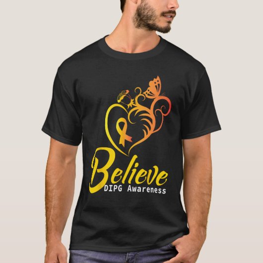 T-shirt Sensibilisation au DIPG Croire Papillon jaune Ruba (Devant)