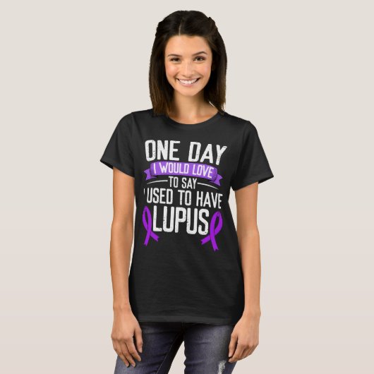 T-shirt Sensibilisation au lupus Ruban violet J'avais le L (Devant entier)