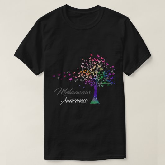 T-shirt Sensibilisation au mélanome du ruban de l'arbre (Design devant)