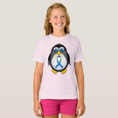 T-shirt Sensibilisation au ruban bleu de pingouin (Devant entier)