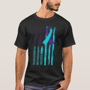 T-shirt Sensibilisation au suicide Drapeau américain Ruban