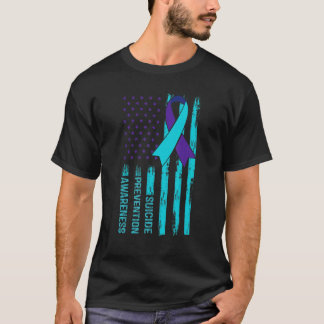 T-shirt Sensibilisation au suicide Drapeau américain Ruban