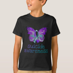 T-shirt Sensibilisation au suicide Papillon Turquoise pour