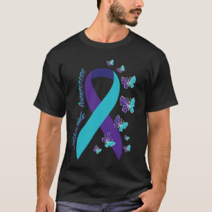 T-shirt Sensibilisation au suicide par papillon à ruban Sa