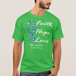 T-shirt Sensibilisation au syndrome Usher Faith Hope Love 
