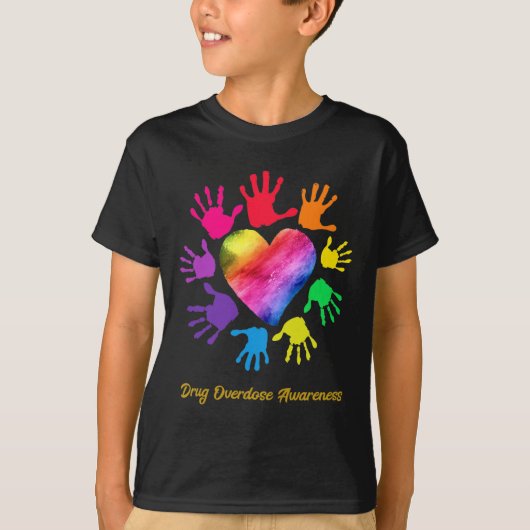 T-shirt Sensibilisation aux surdoses de drogues Mains Dons (Devant)