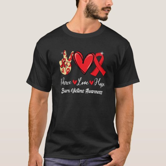 T-shirt Sensibilisation aux victimes de brûlures Paix Amou (Devant)