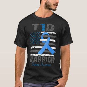 T-shirt Sensibilisation mondiale au diabète Ruban bleu T1D
