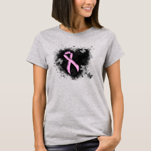 T-shirt Sensibilisation rose Ruban Grunge Coeur