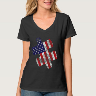 T-shirt Sensibilisation sur l'autisme American Flag Vintag