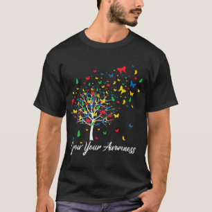 T-shirt Sensibilisation sur l'autisme Arbre à papillon col