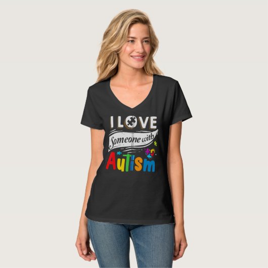 T-shirt Sensibilisation sur l'autisme Autisme Maman J'aime (Devant entier)