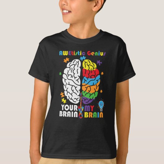 T-shirt sensibilisation sur l'autisme Awetistic Genius Cer (Devant)
