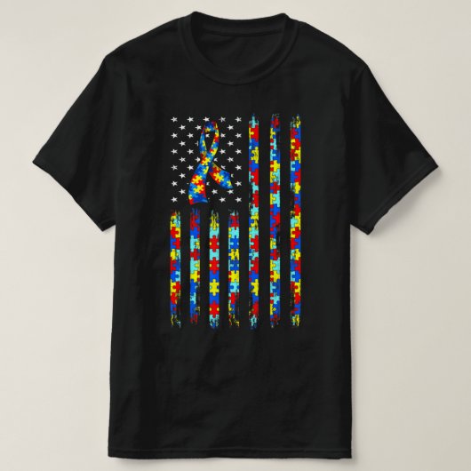 T-shirt Sensibilisation sur l'autisme Chemise Drapeau Amér (Design devant)