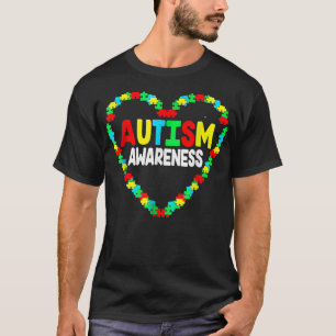 T-shirt Sensibilisation sur l'autisme Coeur Puzzle Pièce S
