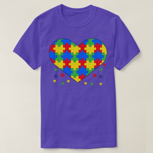 T-shirt Sensibilisation sur l'autisme Coeur Puzzle Pièces (Design devant)