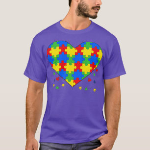 T-shirt Sensibilisation sur l'autisme Coeur Puzzle Pièces