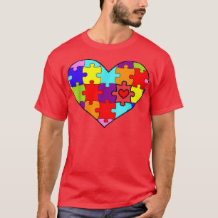 T-shirt Sensibilisation sur l'autisme Coeur Puzzles mignon