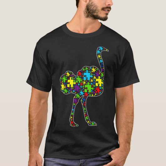 T-shirt Sensibilisation sur l'autisme Cute Ostrich Puzzle (Devant)