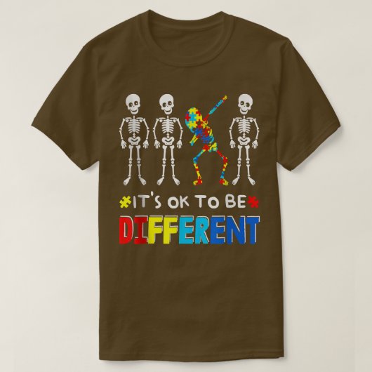 T-shirt Sensibilisation sur l'autisme Dabbing Skeleton C'e (Design devant)