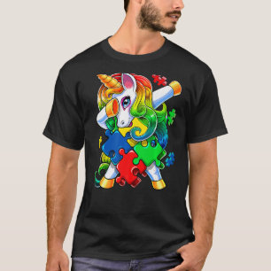 T-shirt Sensibilisation sur l'autisme Dabbing Unicorn Puzz