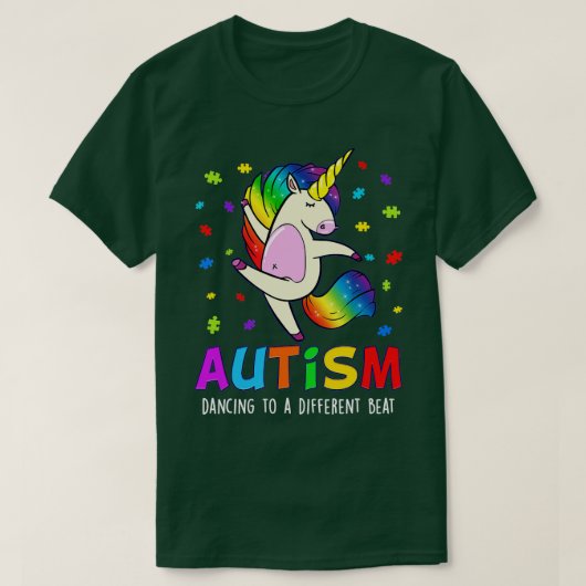 T-shirt Sensibilisation sur l'autisme Dabbing unicorne puz (Design devant)