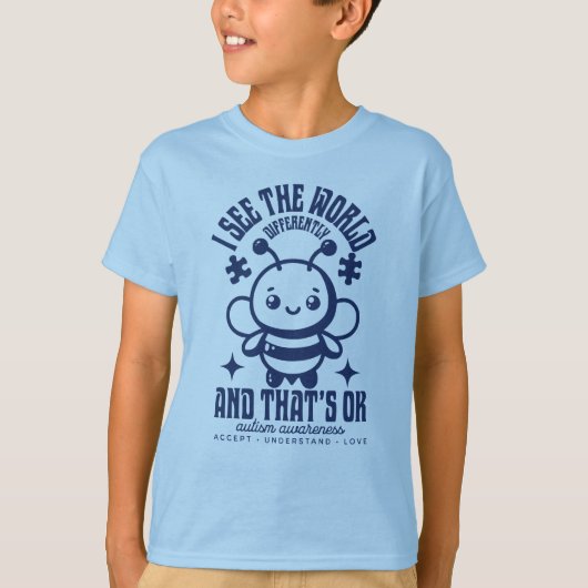 T-shirt Sensibilisation sur l'autisme d'abeilles mignonne  (Devant)