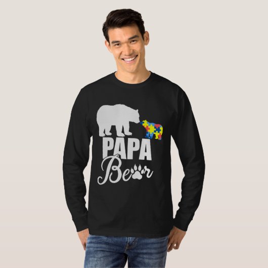 T-shirt Sensibilisation sur l'autisme de l'ours de Papa Au (Devant entier)
