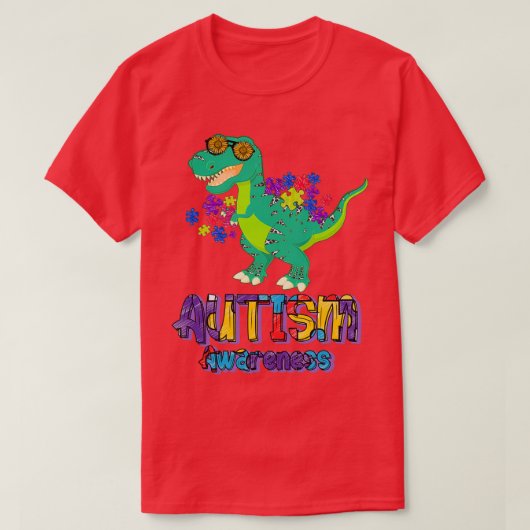 T-shirt Sensibilisation sur l'autisme Dino (Design devant)