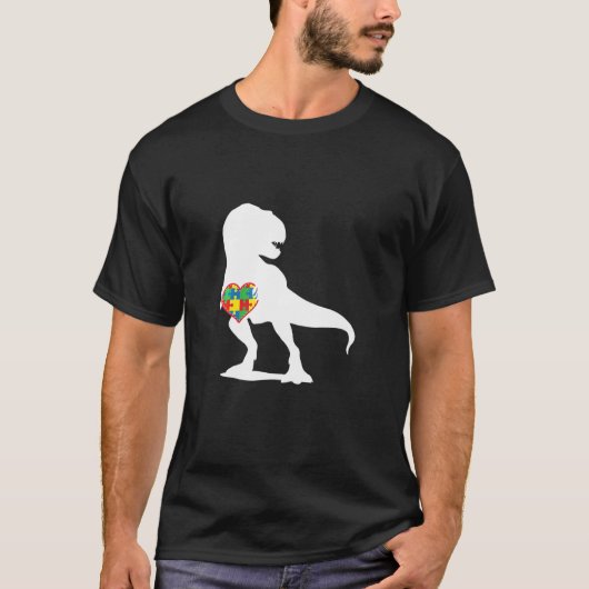 T-shirt Sensibilisation sur l'autisme Dinosaur T Rex Puzzl (Devant)