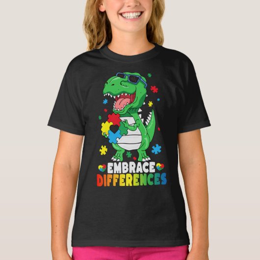 T-shirt Sensibilisation sur l'autisme Dinosaure radicaleme (Devant)