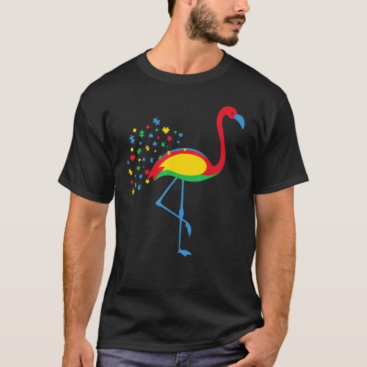 T-shirt Sensibilisation sur l'autisme Flamant rose Couleur (Devant)