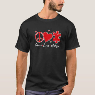 T-shirt Sensibilisation sur l'autisme Funny Peace Love Puz