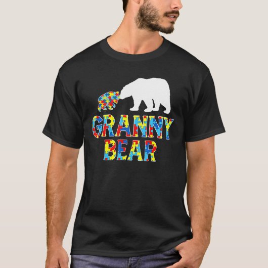 T-shirt Sensibilisation sur l'autisme Granny Bear Puzzle S (Devant)