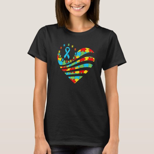 T-shirt Sensibilisation sur l'autisme Heart Support Autist (Devant)