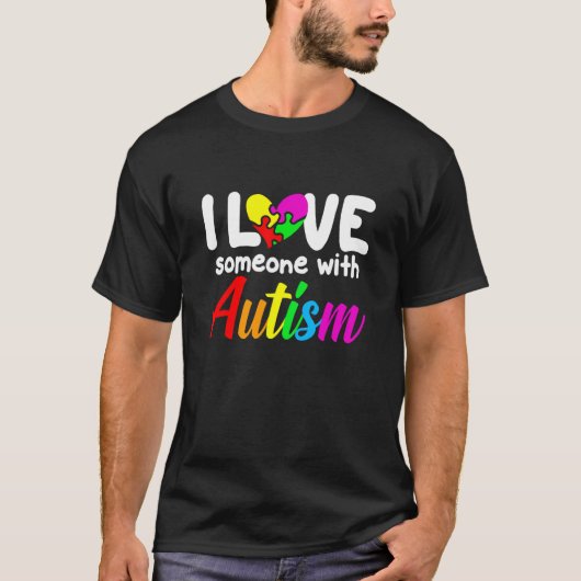 T-shirt Sensibilisation sur l'autisme J'Aime Quelqu'Un Ave (Devant)