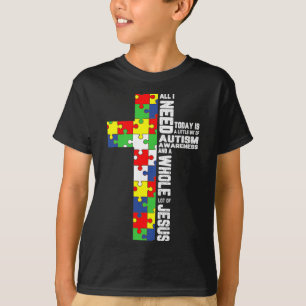 T-shirt Sensibilisation sur l'autisme Jésus Croix Puzzle C