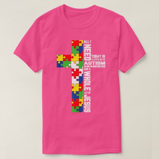 T-shirt Sensibilisation sur l'autisme Jésus Croix Puzzle C (Design devant)