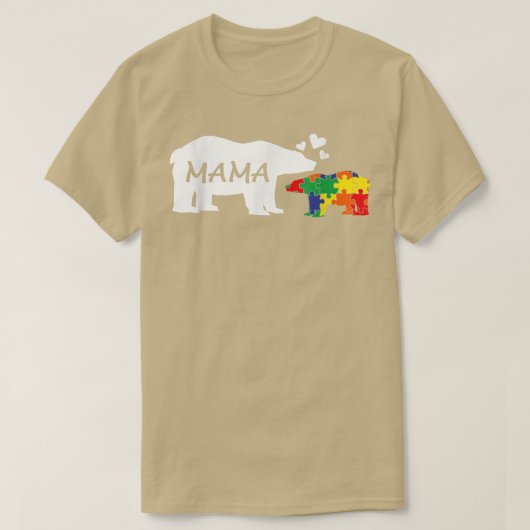 T-shirt Sensibilisation sur l'autisme Mama Ours Puzzle Piè (Design devant)