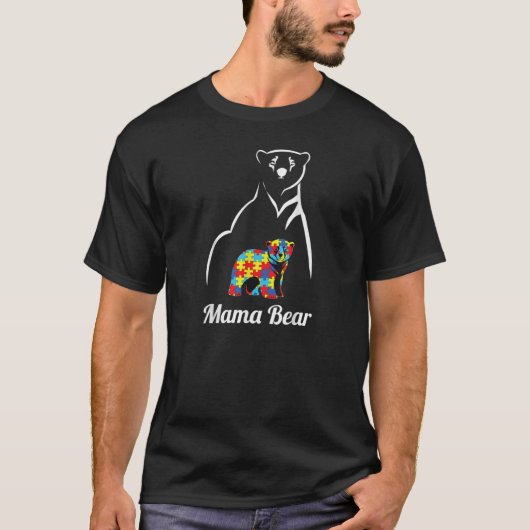T-shirt Sensibilisation sur l'autisme maman ours maman cad (Devant)