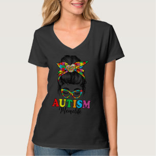 T-shirt Sensibilisation sur l'autisme Mème Messy Bun Banda