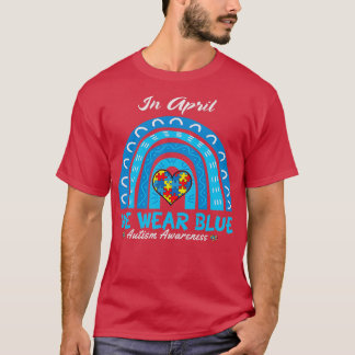 T-shirt Sensibilisation sur l'autisme Mois bleu arc-en-cie