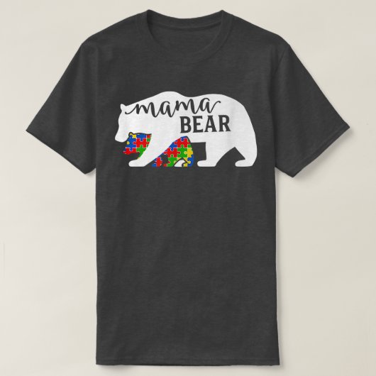 T-shirt Sensibilisation sur l'autisme Mois de l'ours maman (Design devant)