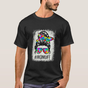 T-shirt Sensibilisation sur l'autisme Momlife Messy Bun Pu