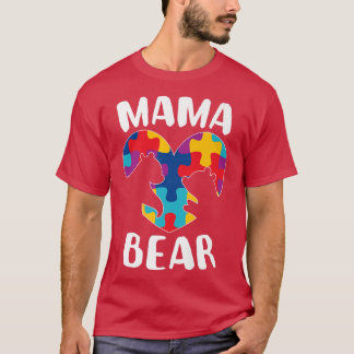 T-shirt Sensibilisation sur l'autisme Ours Mama Puzzle Piè