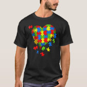 T-shirt Sensibilisation sur l'autisme Puzzle Heart Be Kind (Devant)